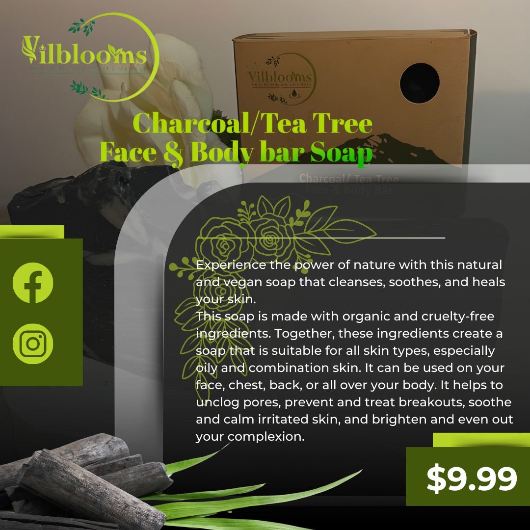 Charcoal Tea Tree Face & Body Bar